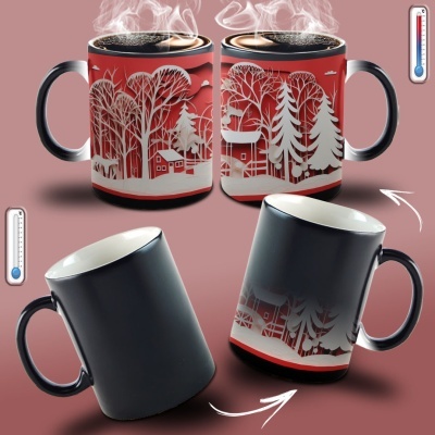 Caneca Natal Vermelho Imagem 3D