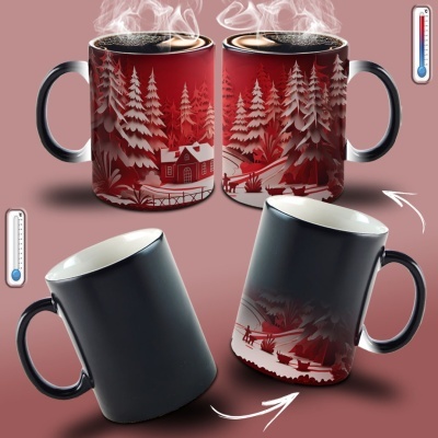 Caneca Natal Vermelho Imagem 3D