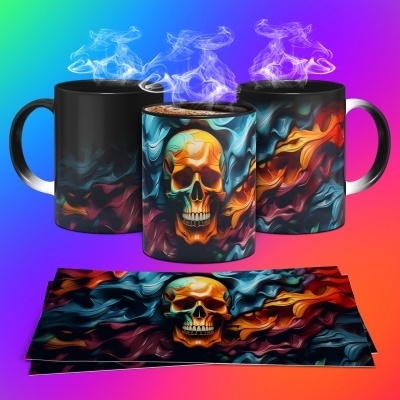 Caneca Caveiras Imagem  3D