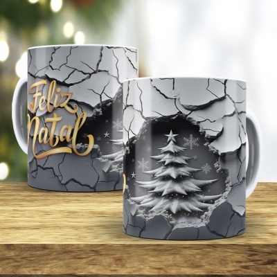 Caneca Feliz Natal Imagem 3D