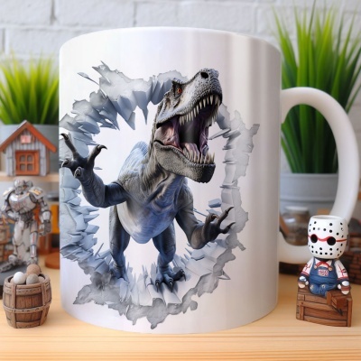 Caneca Tiranossauro Imagem 3D