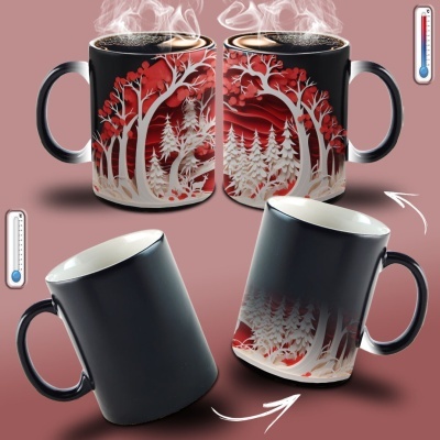 Caneca Natal Vermelho Imagem 3D