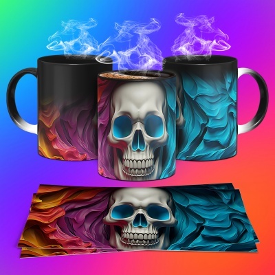Caneca Caveiras Imagem  3D