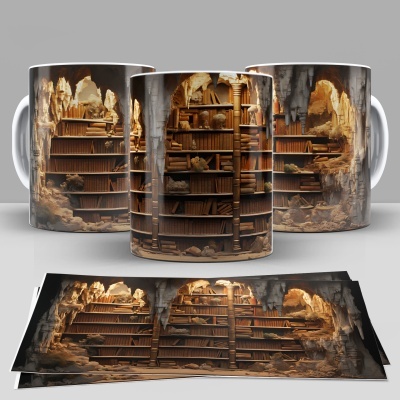 Caneca Biblioteca Imagem 3D