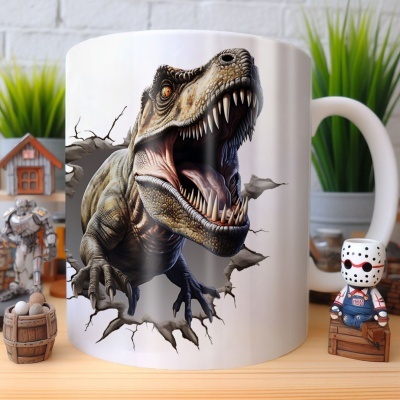 Caneca Tiranossauro Imagem 3D