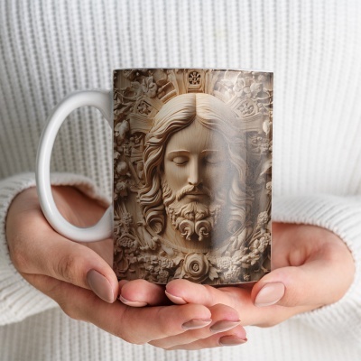 Caneca Jesus Cristo em Madeira
