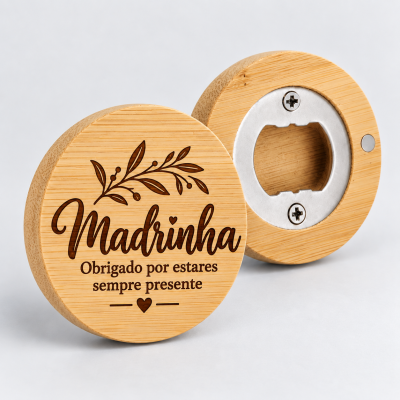 Abre-Cápsulas Magnético em Bambu - Madrinha ou Padrinho