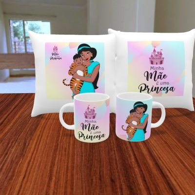 Pack Caneca e Capa de Almofada Mãe Princesa - 11 Imagens