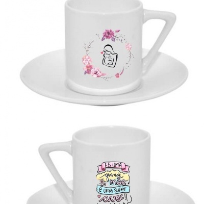 Chávena de Café com Pires Grande Mãe Super Avó