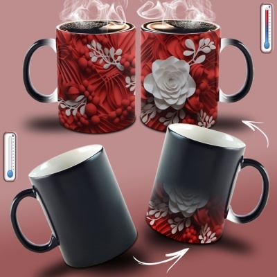 Caneca Natal Vermelho Imagem 3D