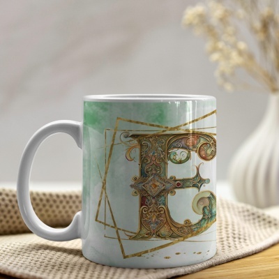 Caneca Alfabeto Arabesco  Dourado