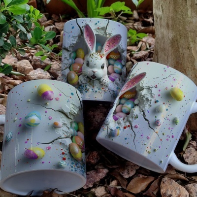 Caneca Ovinhos Páscoa Imagem  3D