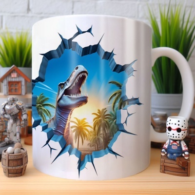 Caneca Tiranossauro Imagem 3D