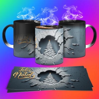 Caneca Feliz Natal Imagem 3D
