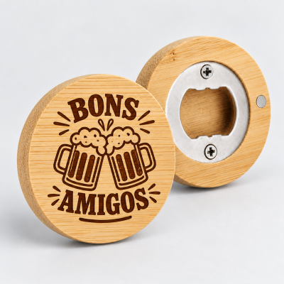 Abre-Cápsulas Magnético em Bambu - Bons Amigos
