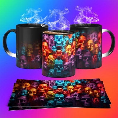 Caneca Caveiras Imagem  3D