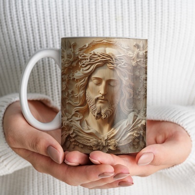 Caneca Jesus Cristo em Madeira