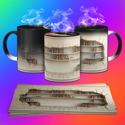 Caneca Biblioteca Imagem 3D