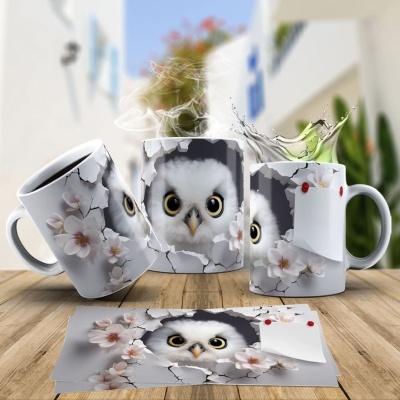 Caneca Coruja Imagem  3D