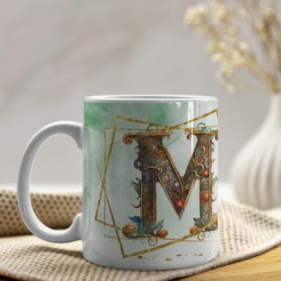 Caneca Alfabeto Arabesco  Dourado