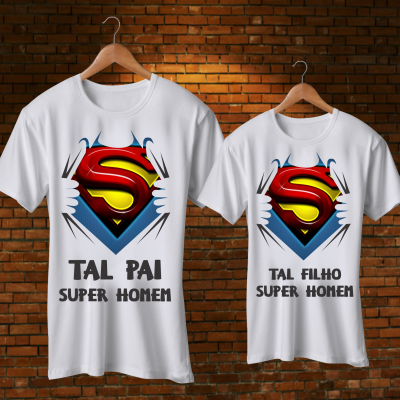 Par T-shirts Tal Pai Tal Filho Super Heróis Par T-shirts Tal Pai Tal Filho Super Heróis