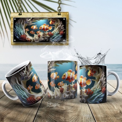 Caneca Peixinhos  Imagem 3D