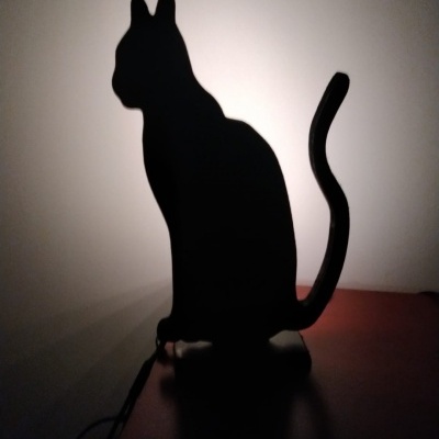 Candeeiro Led Personalizado "Gato" Preto