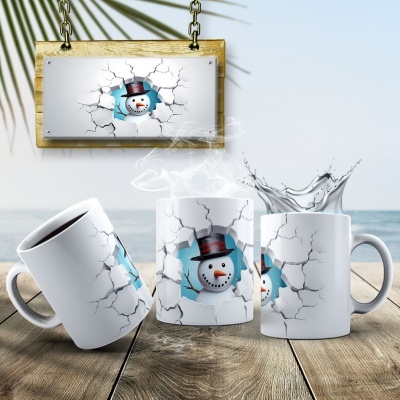 Caneca Natal Boneco de Neve Imagem  3D