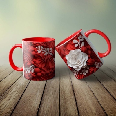 Caneca Natal Vermelho Imagem 3D