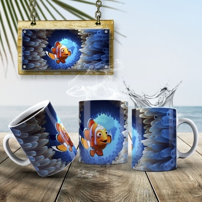Caneca Peixinhos  Imagem 3D