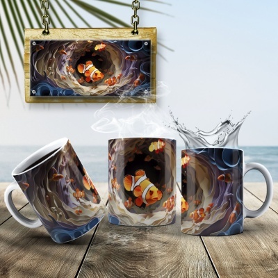 Caneca Peixinhos  Imagem 3D