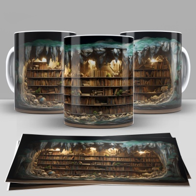 Caneca Biblioteca Imagem 3D