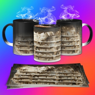 Caneca Biblioteca Imagem 3D