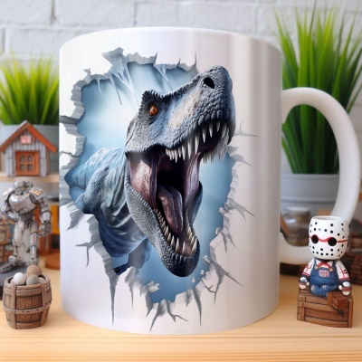 Caneca Tiranossauro Imagem 3D