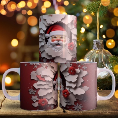 Caneca Pai Natal Imagem 3D