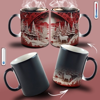 Caneca Natal Vermelho Imagem 3D
