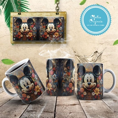 Caneca Mickey e Amigos Imagem  3D