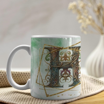 Caneca Alfabeto Arabesco  Dourado