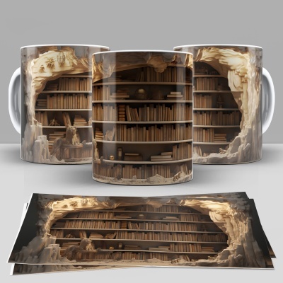 Caneca Biblioteca Imagem 3D