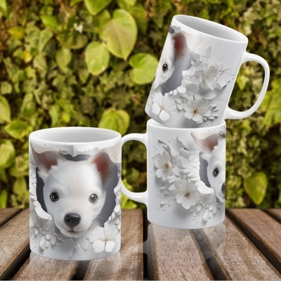 Caneca Cães Imagem  3D
