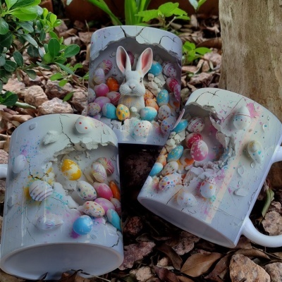 Caneca Ovinhos Páscoa Imagem  3D