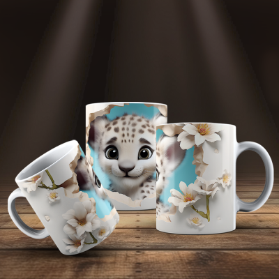 Caneca Animais Fofinhos Imagem 3D