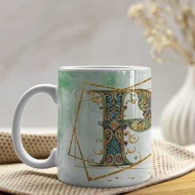 Caneca Alfabeto Arabesco  Dourado