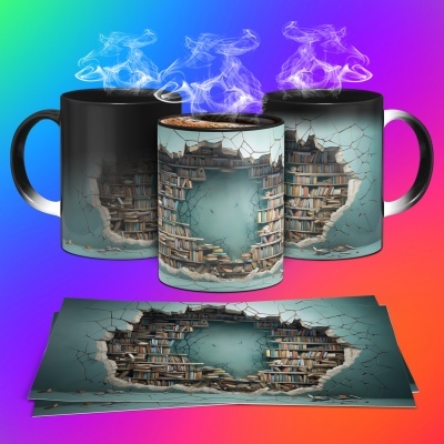Caneca Biblioteca Imagem 3D