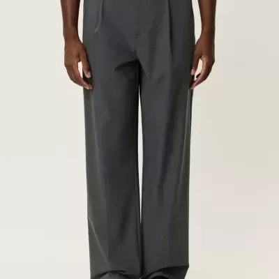 Les Deux - Reece Pleated Mini Check Pants Grey