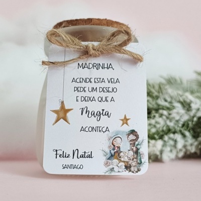 Vela aromática com tag personalizada