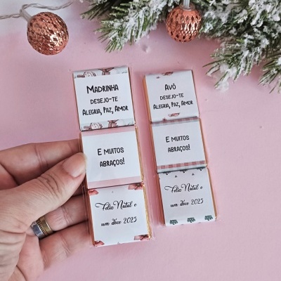 Saquinho com 3 Napolitanas de chocolate de leite personalizadas