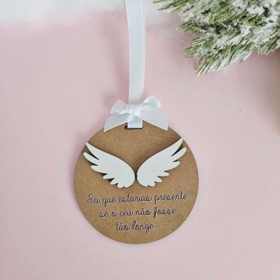 Bola Natal "Asas de Anjo"  em MDF