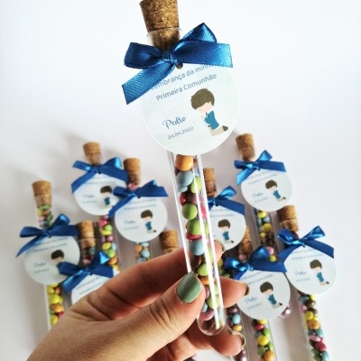 Tubo ensaio personalizado com mini smarties
