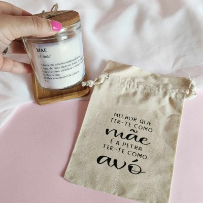 Vela perfumada em saco personalizado